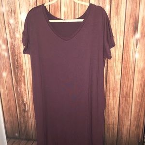 Zenana Plum Maxi Dress with slits and pockets